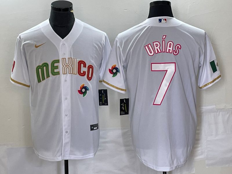 Men 2023 World Cub Mexico #7 Urias White Nike MLB Jersey style 32